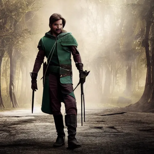 Prompt: photo of a futuristic dystopian robin hood, highly detailed, 4k, HDR, award-winning photo