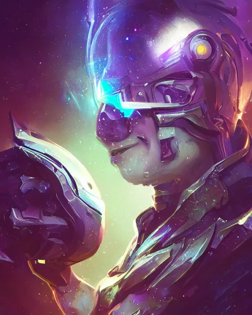 Image similar to Pauldrons made of galaxies and sci fi parts conjuring cosmic energy, surrealism, smooth, intricate, elegant, galactic energy, power aura, neon glowing spells, digital painting, artstation, concept art, high tech fantasy, sharp focus, illustration, art by Jason Chan and Riot Studios and Blizzard Studios