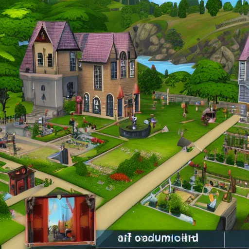 Image similar to screenshot of The Sims 5, designed by hieronymus bosch and Brueghel.