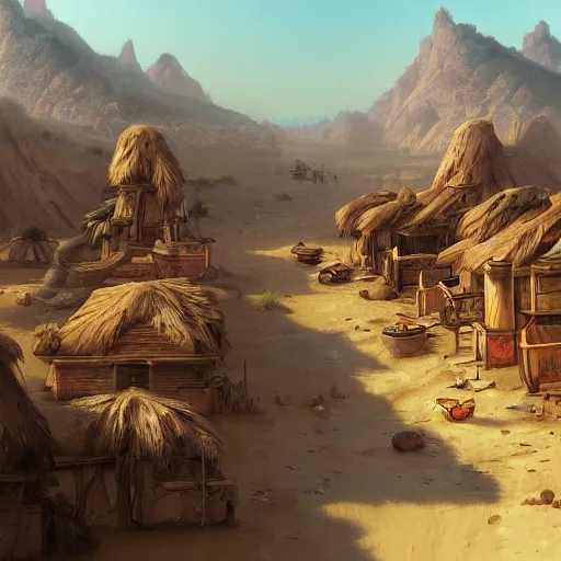 Image similar to a desert village, artstation, cgsociety