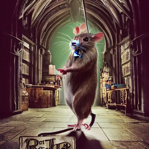 Image similar to rat as harry potter book cover photography masterpiece