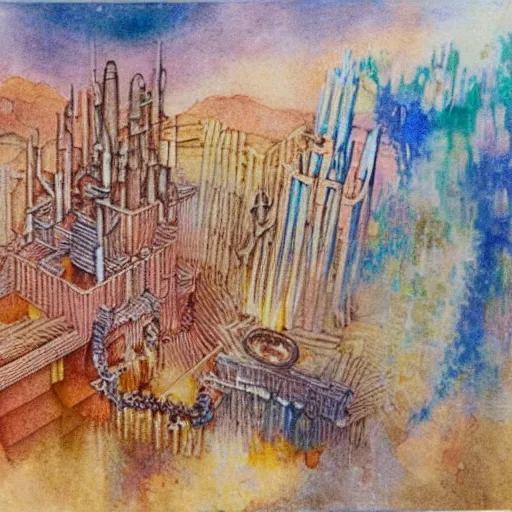 Image similar to lego high crimes resulting in dreamless sleep, a hypnotic mikalojus konstantinas ciurlionis watercolor painting, sneering way which offended even those of us who most admir'd his historical productions