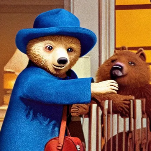 Prompt: paddington the bear but with rabies