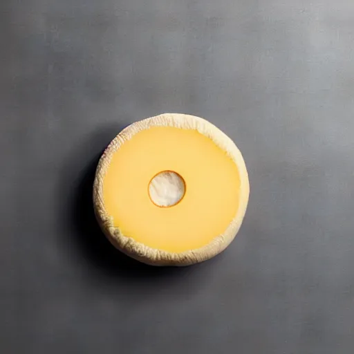 Image similar to an ultra - realistic photograph of a cheese in a middle of nothingness