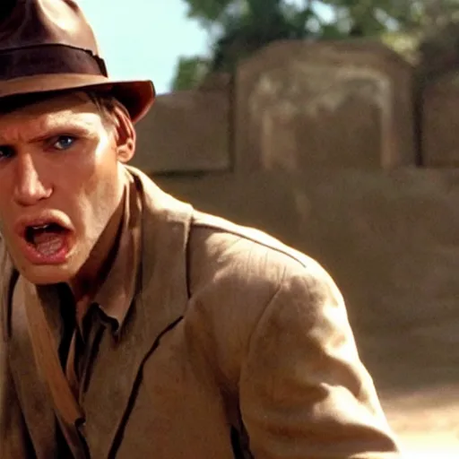 Image similar to Live Action Still of Jerma in Raiders of the Lost Ark, real life, hyperrealistic, ultra realistic, realistic, highly detailed, epic, HD quality, 8k resolution, body and headshot, film still