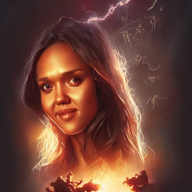 Image similar to the thing jessica alba john carpenter by stanley artgerm lau, wlop, rossdraws, frank frazetta, andrei riabovitchev, marc simonetti