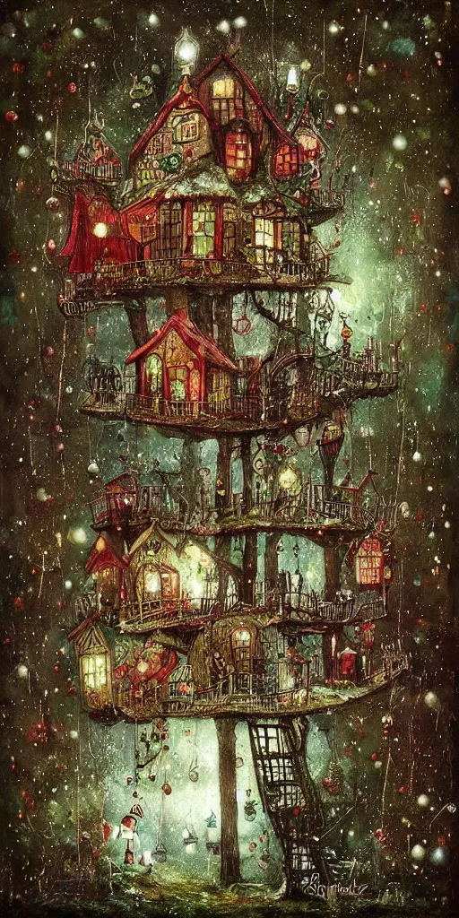 Image similar to a christmas tree house by alexander jansson