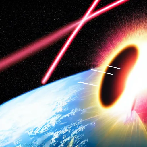 Image similar to a guy shooting lasers from his eyes, shooting at the center of the earth