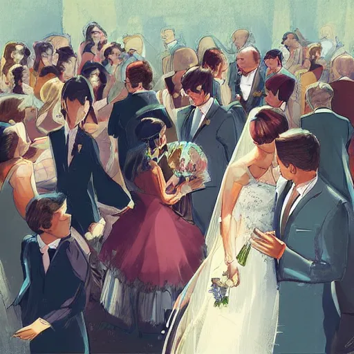 Image similar to A Punchup at a Wedding, Digital Art, Trending on Artstation