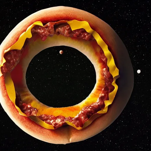 Image similar to cheeseburger is the center of universe, astronomical, vray, award winning