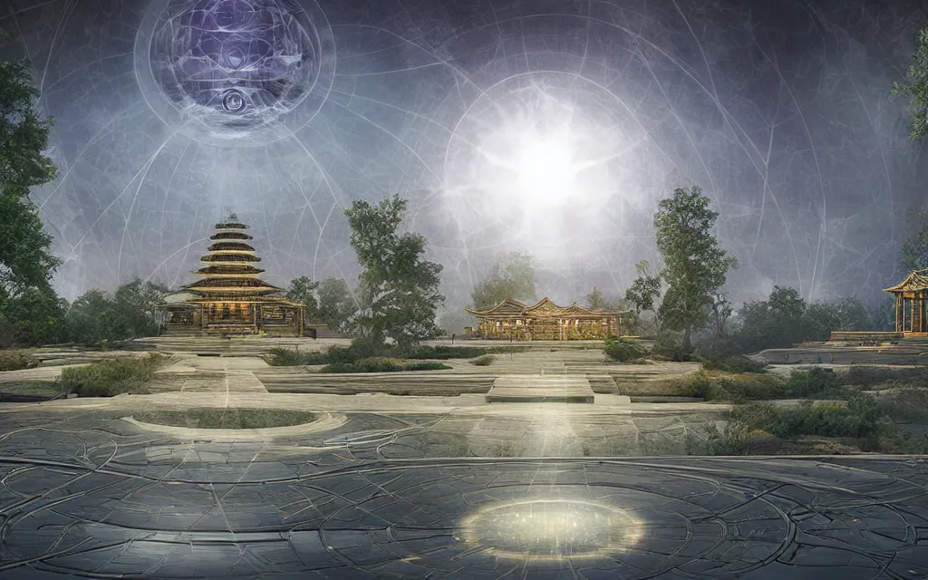 Image similar to prophecy of a techno - spiritual utopian temple, perfect future, award winning digital art