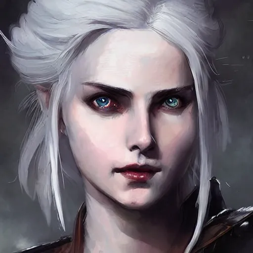 Image similar to attractive ciri from witcher, painted by greg rutkowski