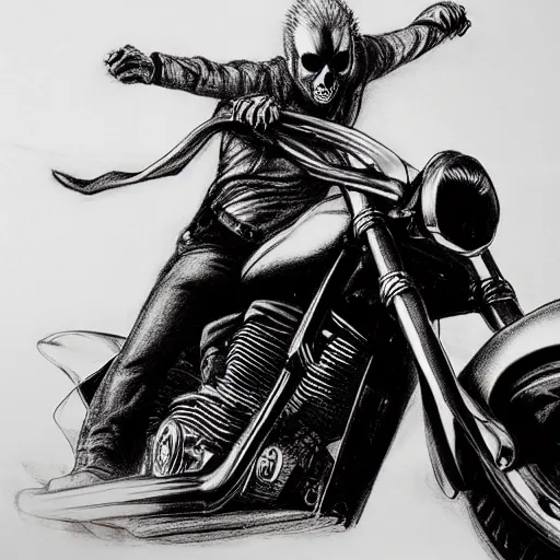 Prompt: Ghostrider pencil drawing hyper realistic 4K quality