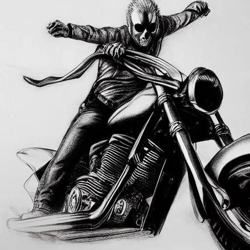 Ghostrider Pencil Drawing Hyper Realistic 4K Quality Stable Diffusion