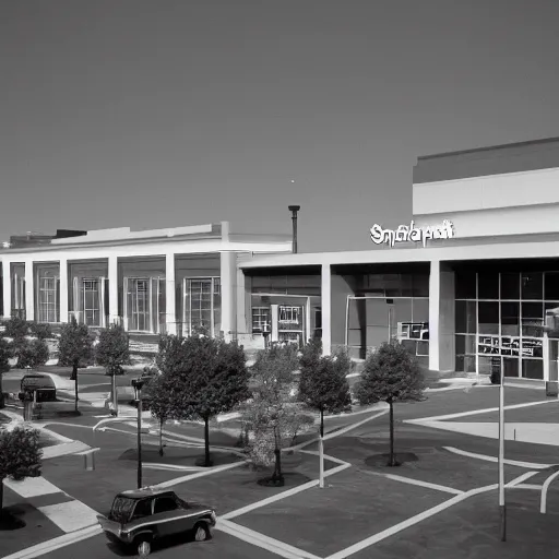 Prompt: springfield mall virginia 1980s, photorealistic, 8k, award winning, black and white