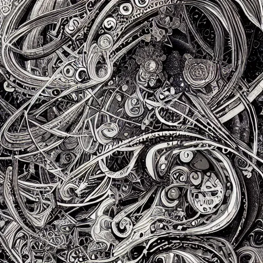 Prompt: chaos, intricate ink illustration, highly detailed, maximalist, oil painting