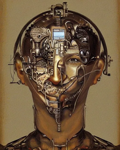 Image similar to intricate machinery in a human head. antique cyborg almacan pierre matter organic mechanical hybrid louis poyet This space painting has the potential to bring forth a new dimension of knowledge and spiritual awakening Artificial intelligence is a social construct and a product of industrialization.