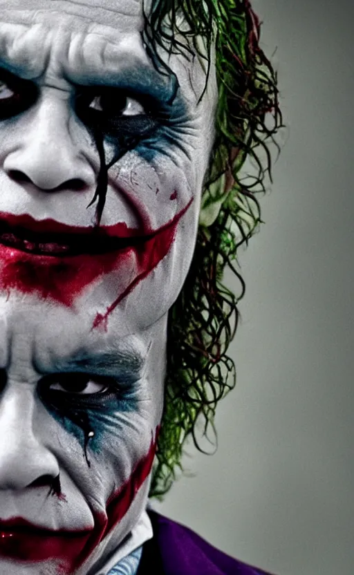 Image similar to WHY SO SERIOUS? Heath Ledger as the Joker, movie still, sharp, highly detailed, hollywood movie