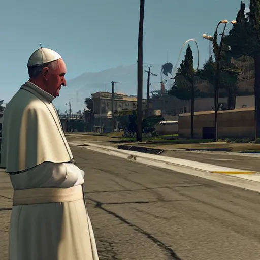 Image similar to gameplay footage of The pope in Gta V