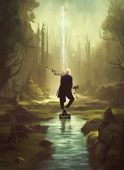 Image similar to symmetry!! joe biden playing mini golf with the souls of the american people, scenery, evil, sinister, beautiful, perfect composition, perfect lighting, artstation, artgerm, derek zabrocki, greg rutkowski, 4 k