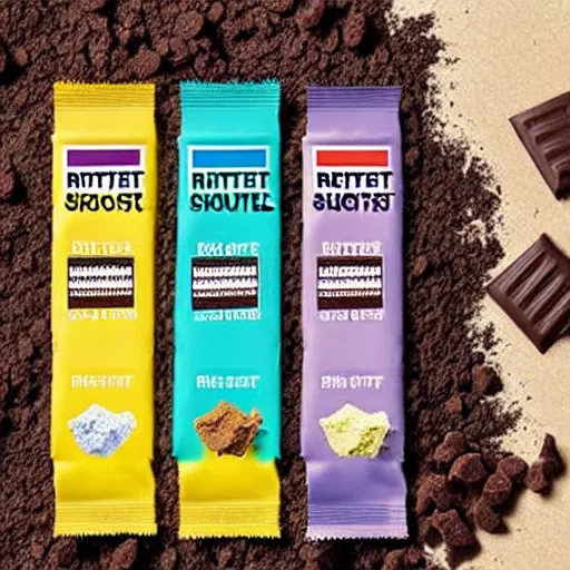 Image similar to Ritter Sport chocolate with dog poop flavour, product shot, photo