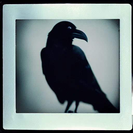 Image similar to raven, beautiful polaroid photo, pinhole, lomography,