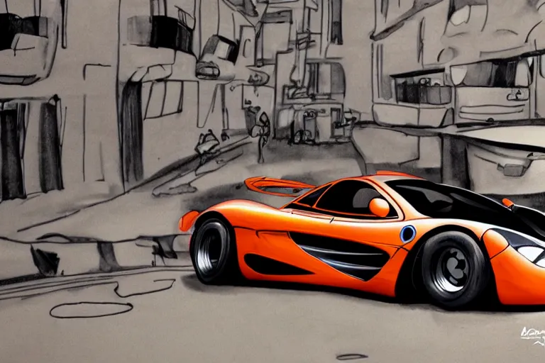 Image similar to cute cartoon baby McLaren F1, 8k,