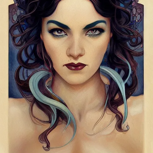 Prompt: an art nouveau, ( streamline moderne ), multi - ethnic and multi - racial portrait in the style of charlie bowater, and in the style of donato giancola, and in the style of charles dulac. large, clear, expressive, intelligent eyes. symmetrical, centered, ultrasharp focus, cinematic lighting, photorealistic digital painting, intricate detailed background.