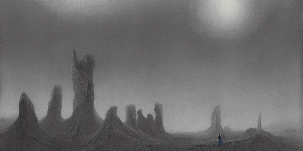 Image similar to a neverending non - euclidean factory in a bleak martian landscape, dieselpunk by zdzisław beksinski