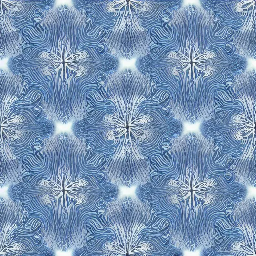 Image similar to pattern art, blue and white color scheme, marbling