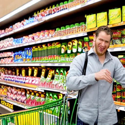 Image similar to bigfoot shopping on a supermarket