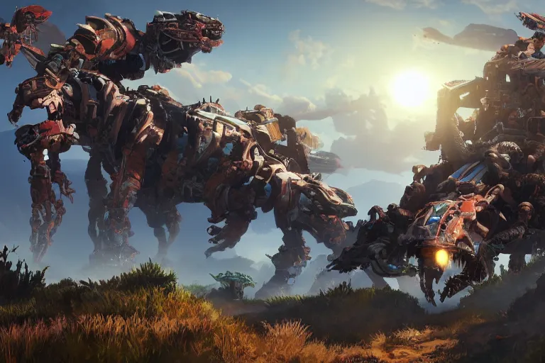 Image similar to burrower machine mecanical creature robot of horizon forbidden west horizon zero dawn bioluminiscence,, global illumination ray tracing hdr fanart arstation by sung choi and eric pfeiffer and gabriel garza and casper konefal