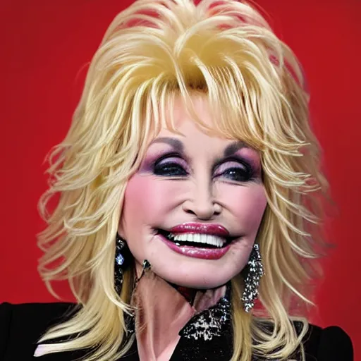 Prompt: dolly parton with the facial features of a pug, photograph
