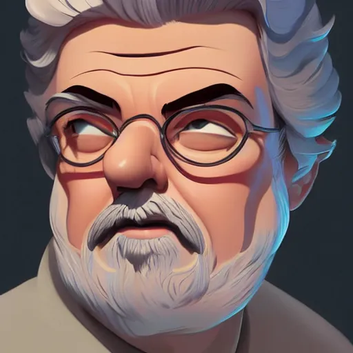 Image similar to face icon stylized minimalist george lucas, loftis, cory behance hd by jesper ejsing, by rhads, makoto shinkai and lois van baarle, ilya kuvshinov, rossdraws global illumination