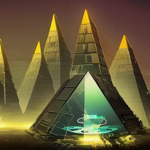 Image similar to Futuristic cyberpunk pyramids