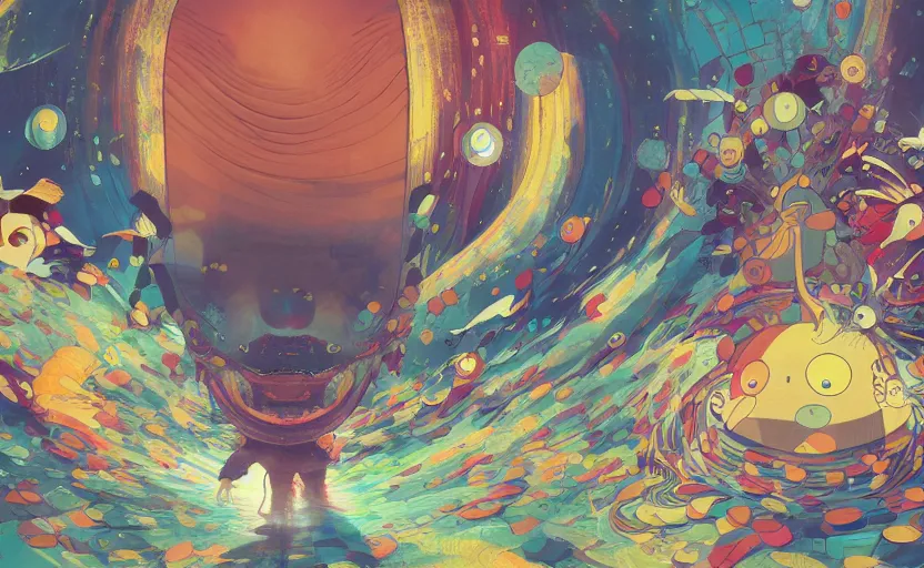 Image similar to christian album cover, cartoon Digital painting, detailed, beautiful brush stroke rendering, by Beeple, by Hayao Miyazaki, by Takashi Murakami, by Masahiro Ito, 4k wallpaper