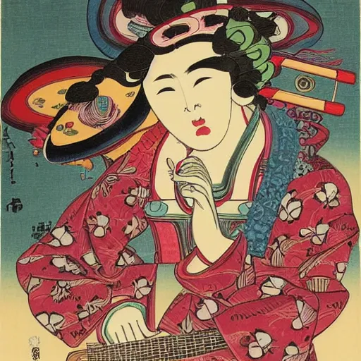 Prompt: mexican musician, ukiyoe