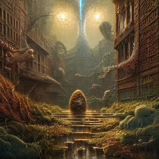 Image similar to hedgehog opalescent walkway quantum digital art matte painting hyper realism sharp focus intricate details by tomasz alen kopera, victo ngai, greg rutkowski, tim white, beksinski, artgerm, paul lehr, andreas rocha