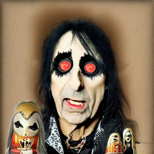 Prompt: alice cooper as a matryoshka doll