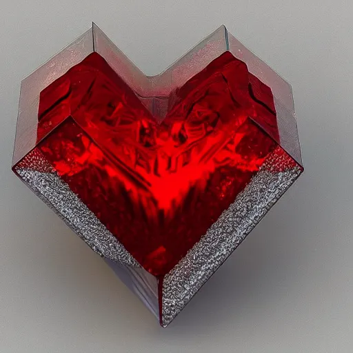 Image similar to crystallized cubed heart, 8k, detailed, very detailed