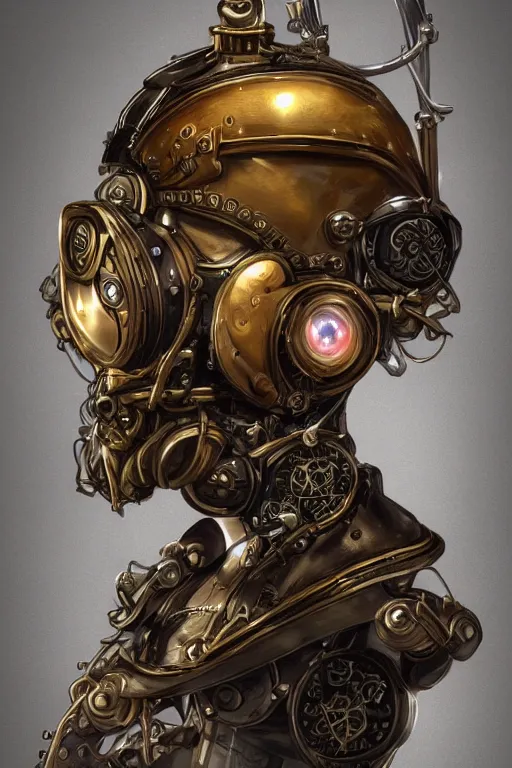 Image similar to steampunk helmet fantasy art mask robot ninja stylized digital illustration sharp focus, elegant intricate digital painting artstation concept art global illumination ray tracing advanced technology chaykin howard and campionpascale and cooke darwyn and davis jack