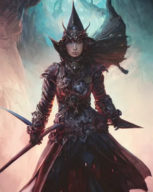 Image similar to Cat witch armor, portrait, casting epic spell, magic the gathering artwork, D&D, fantasy, cinematic lighting, centered, symmetrical, highly detailed, digital painting, artstation, concept art, smooth, sharp focus, illustration, volumetric lighting, epic Composition, 8k, art by Akihiko Yoshida and Greg Rutkowski and Craig Mullins, oil painting, cgsociety