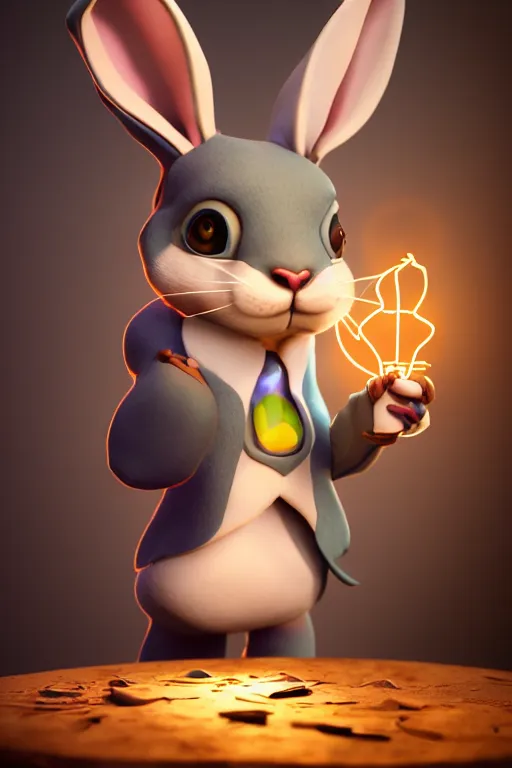 Image similar to a centered render of a cartoon rabbit, cinematic, beautifully lit, by craola, 3 d, trending on artstation, octane render, 8 k