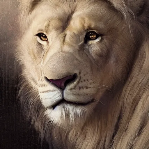 Image similar to a beautfiul award winning commission portrait of an anthro albino lion wearing diamond victorian armour,digital art,art by greg rutkowski,character design by charles bowater,photorealistic,ross tran,hyperdetailed,detailed face,fascinating,2021,western comic style