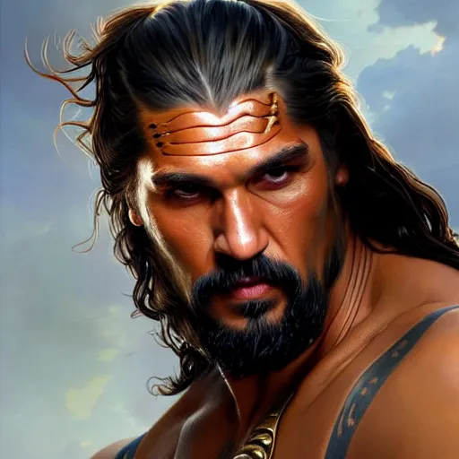 Image similar to Fierce Nikolai Coster-Waldau as Khal Drogo, western, closeup, D&D, fantasy, intricate, elegant, highly detailed, digital painting, artstation, concept art, matte, sharp focus, illustration, art by Artgerm and Greg Rutkowski and Alphonse Mucha