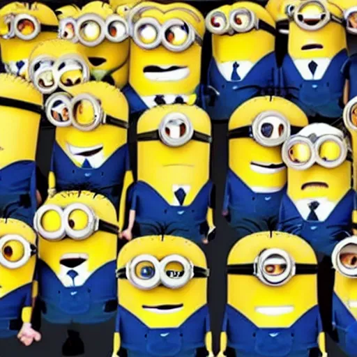 Image similar to Minions wearing suits