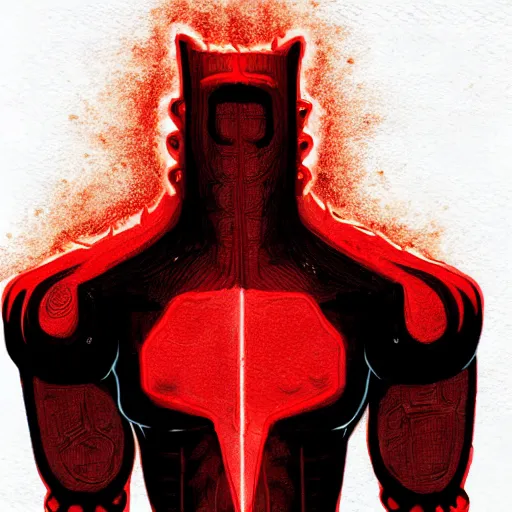 Image similar to Character design body made of fire, body with black and red lava, Lizardman Art, muscular male body, mecha humanoid with cyberpunk bomber jacket, concept art character, royalty, smooth, sharp focus, organic, deep shadows, sketch line art for character design