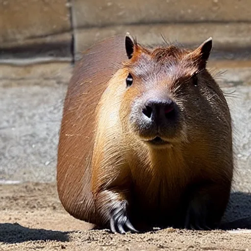 Prompt: a hybrid of a capybara and a tank