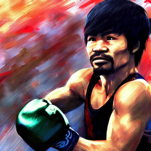 Image similar to manny pacquiao, painting by makoto shinkai, featured on pixiv, deviantart hd