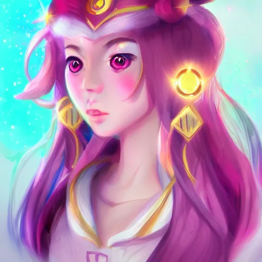 Image similar to a portrait of a celestial magical girl, sailor moon, star guardians, very beautiful, very attractive, trending on artstation, cool color scheme, deviant art